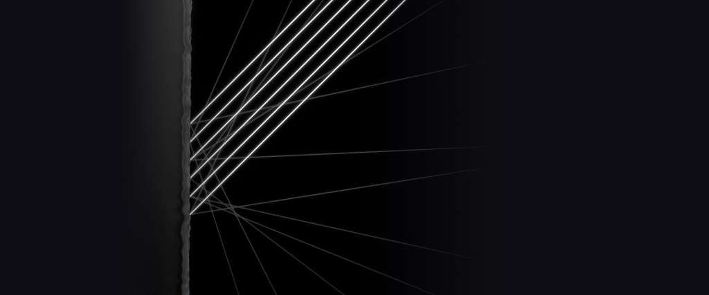 Riflesso della luce su vetro nanotexture.