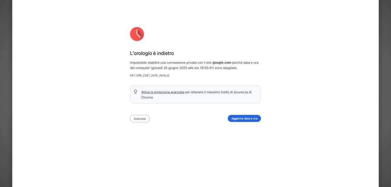 Come forzare l'aggiornamento automatico di data e ora da macOS