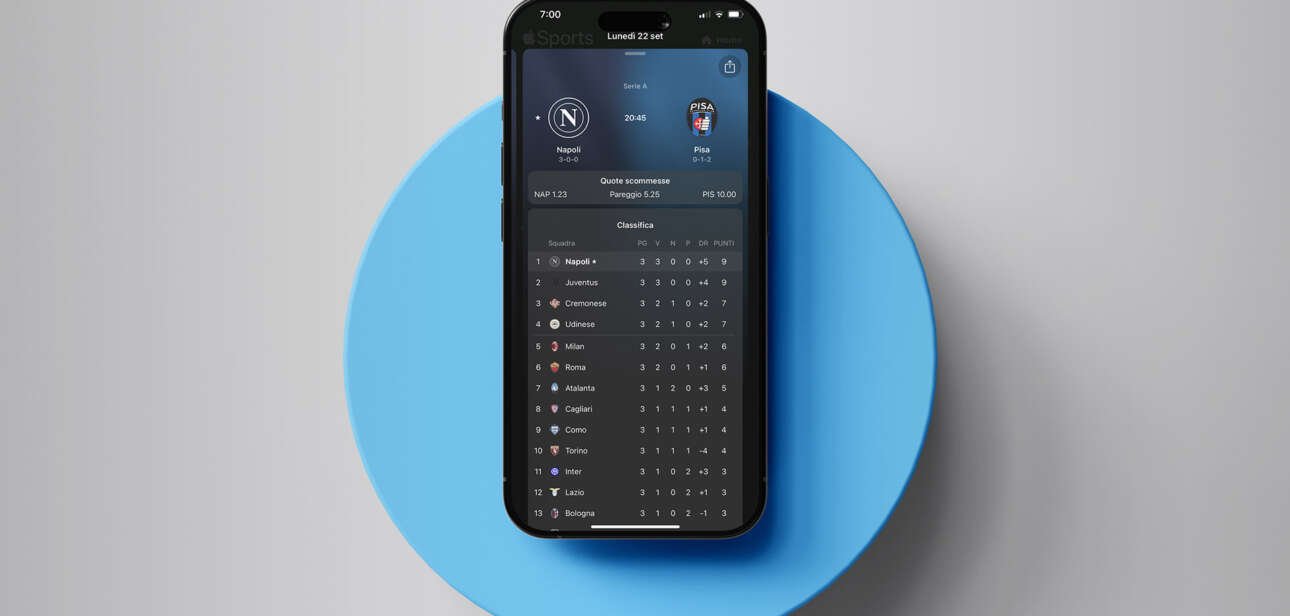 Apple Sports arriva in Italia: tutte le novità dell’app ufficiale per seguire la Serie A e non solo